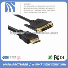 Cable de alta calidad 24 + 1 DVI a HDMI macho a macho para PC TV HDTV negro